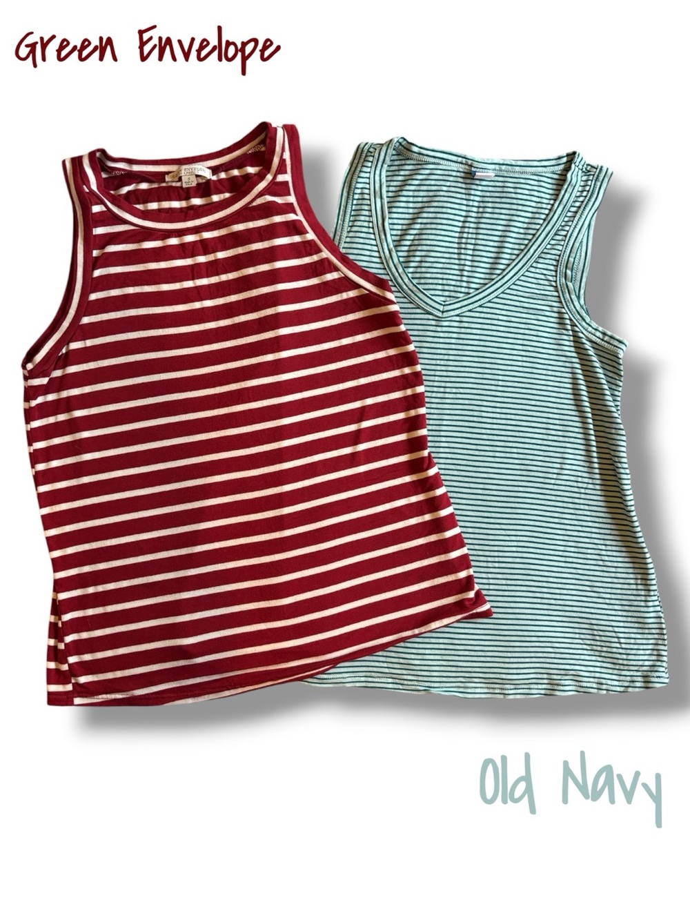 Bundle of 2 Striped Tank Tops | Old Navy Luxe XS & Green Envelope S